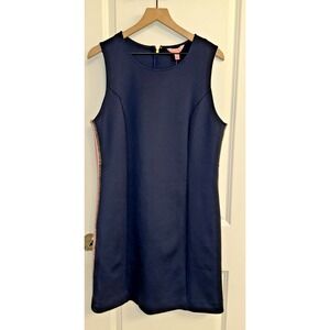 Lilly Pulitzer Women Sze XL Mila Shift Dress True Navy Embroidered Scuba Stretch